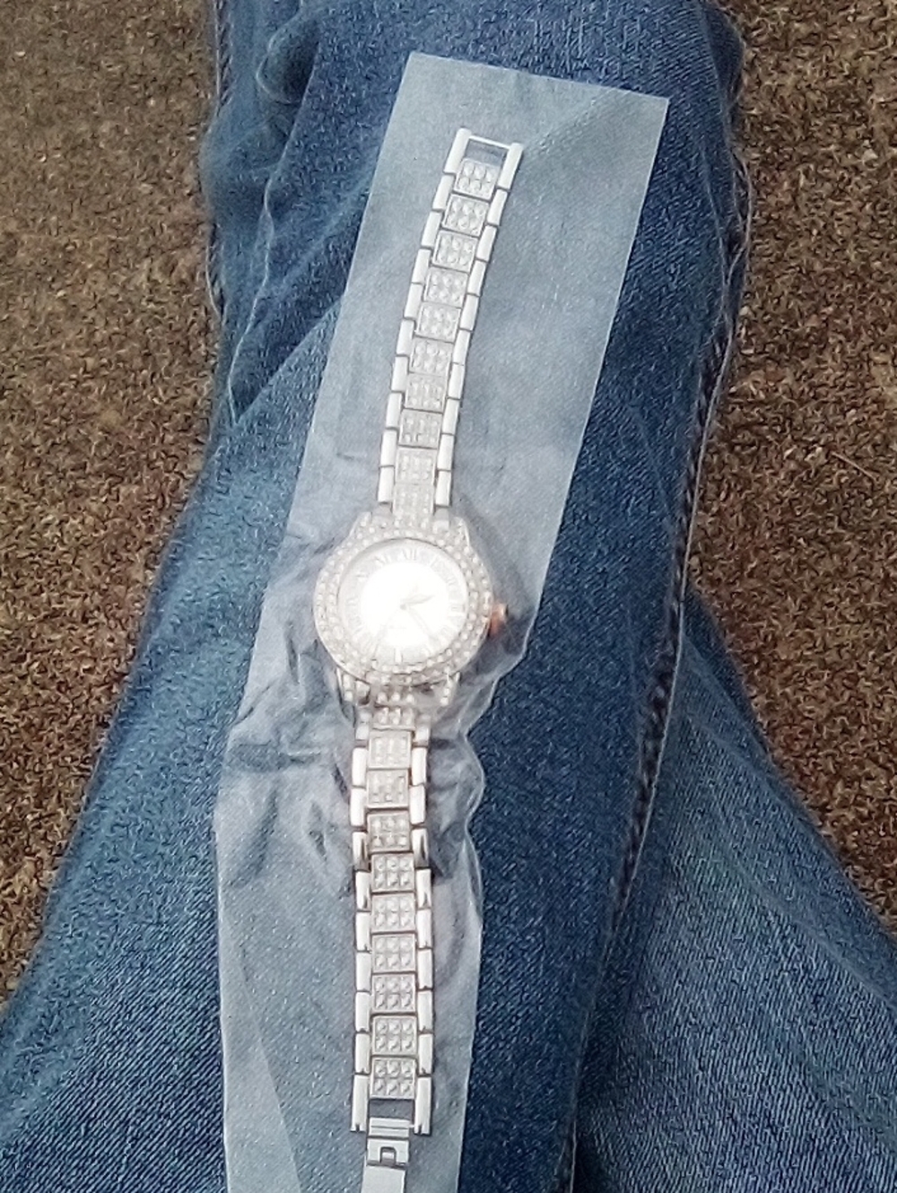 Men's Silver-Tone Crystal Bracelet Watch
